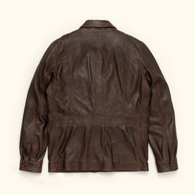 Rugged Brown Leather Chore Coat
