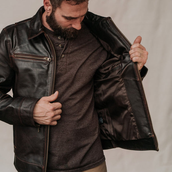 Men's Leather Flight Jacket (Brown) | Buffalo Jackson