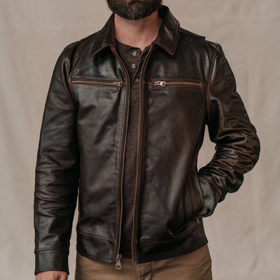 Men's Vintage Leather Jacket - Moto Style