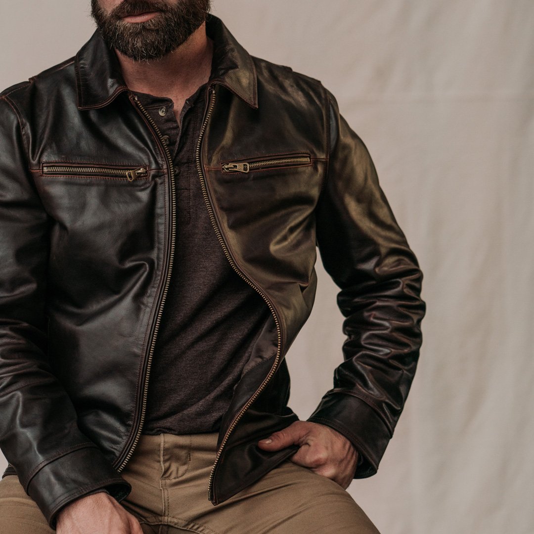 Men's Leather Flight Jacket (Brown) | Buffalo Jackson