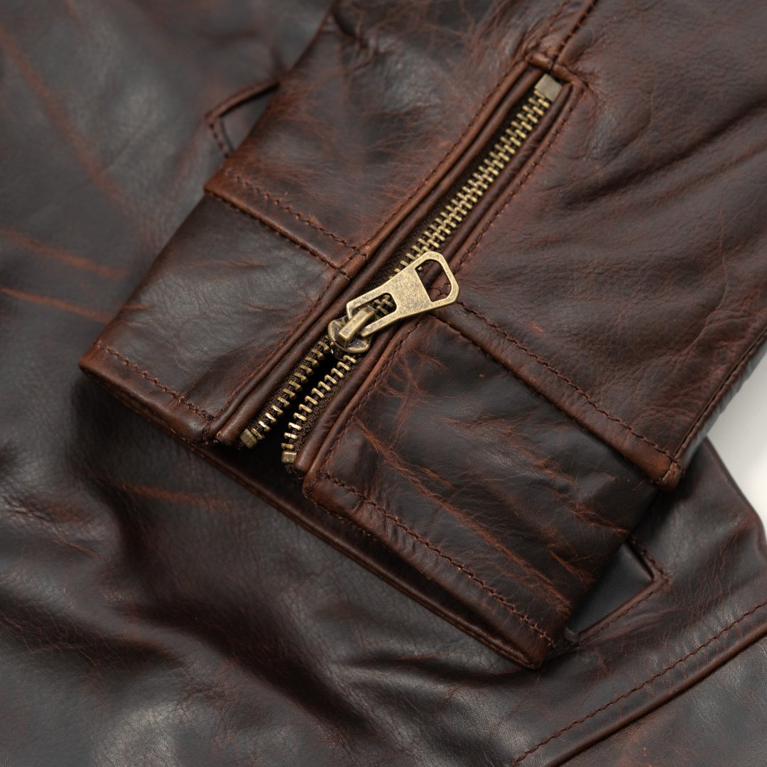 Buffalo Jackson Trading Co. Maverick Leather Bomber Jacket | Distressed Brown - XXL