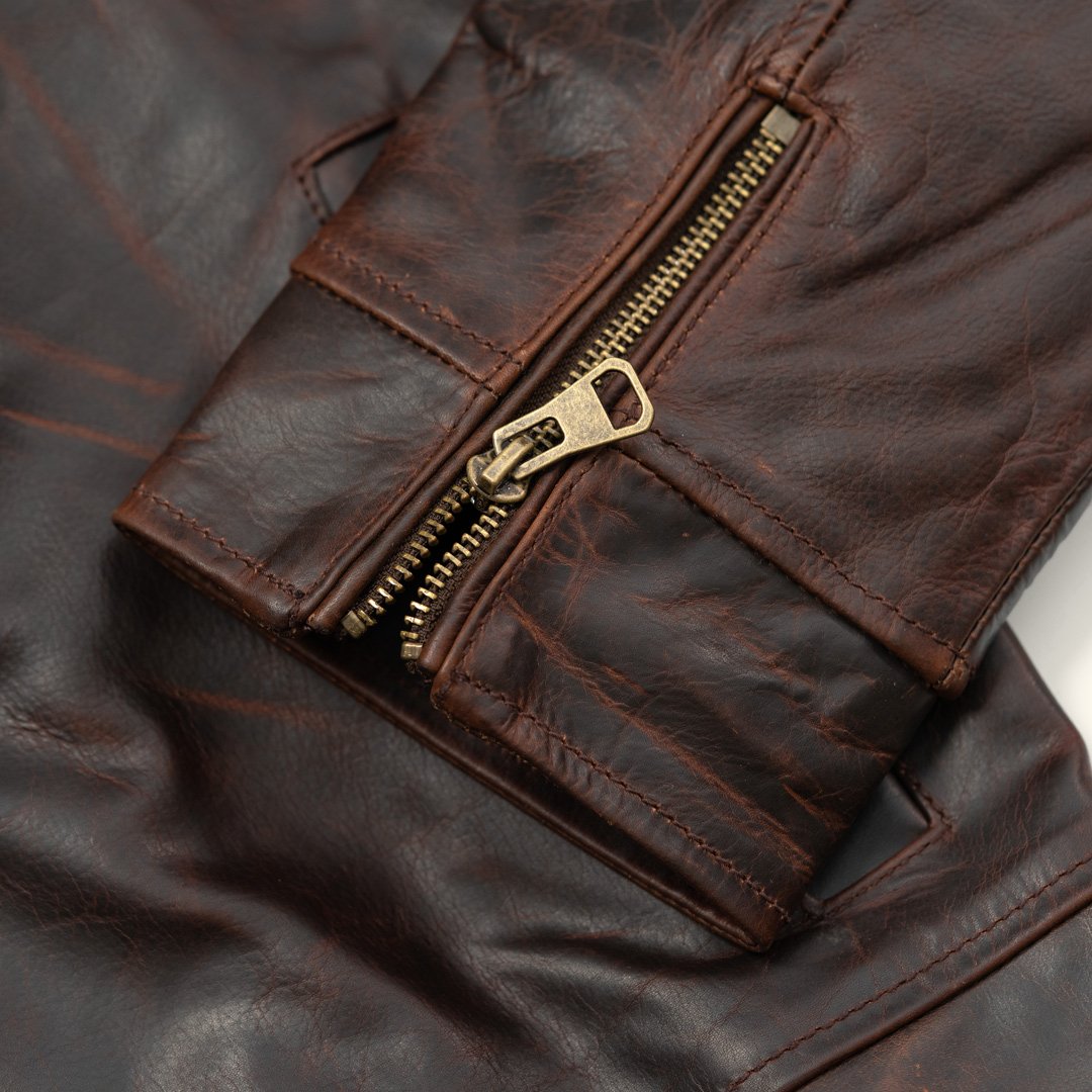 Mens Leather Flight Jacket Brown Buffalo Jackson