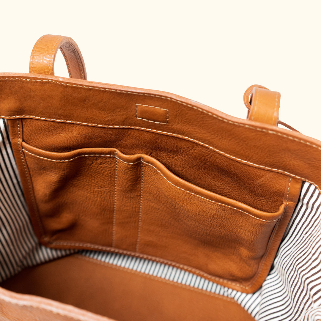 Leather Zipper Tote Bag