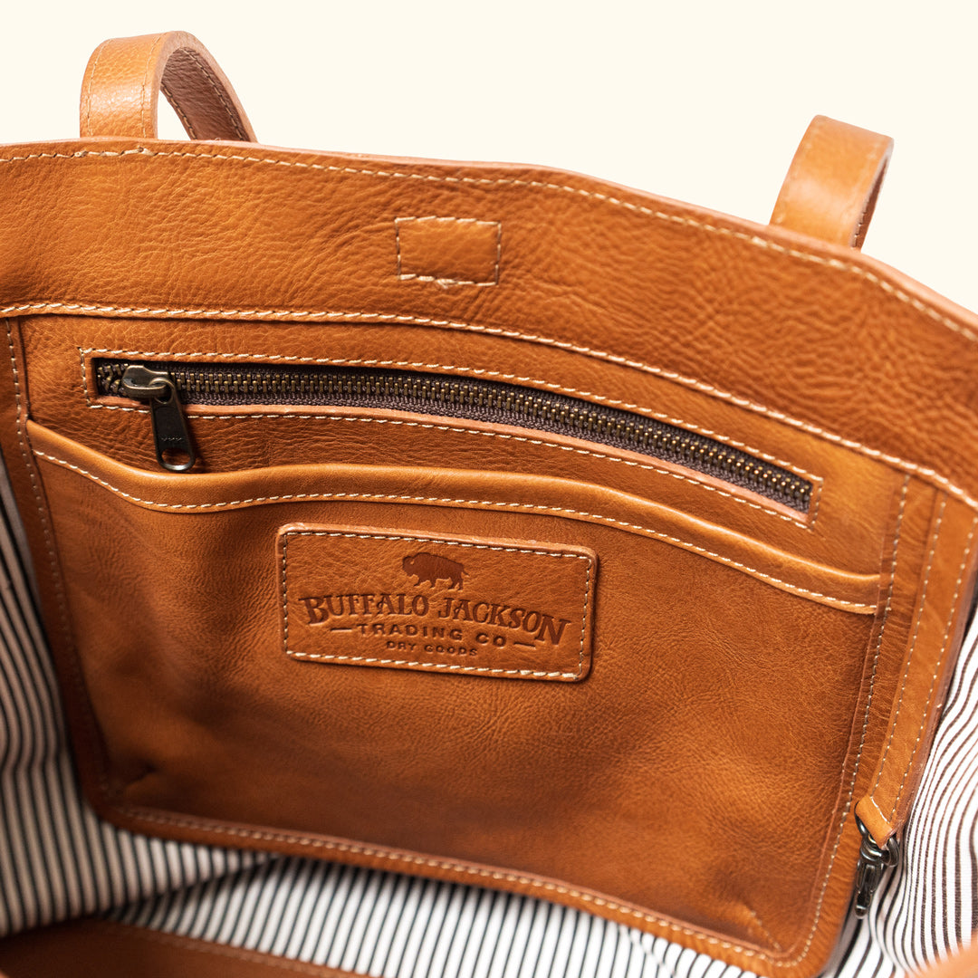 Tan Leather Tote Bag - Madison Collection | Buffalo Jackson