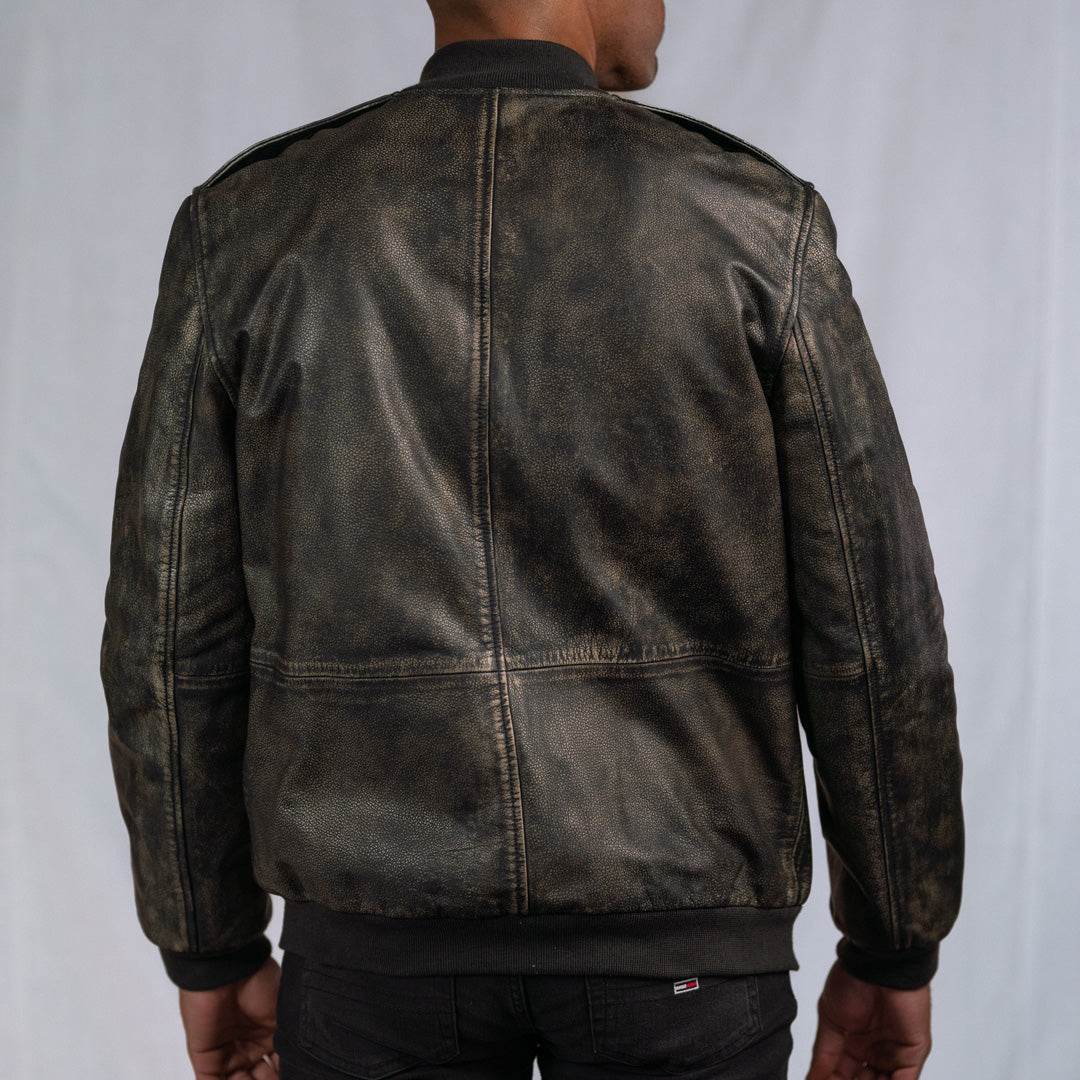 Buffalo Jackson Trading Co. Limited Edition Shearling Leather Bomber Jacket | Black - XXL