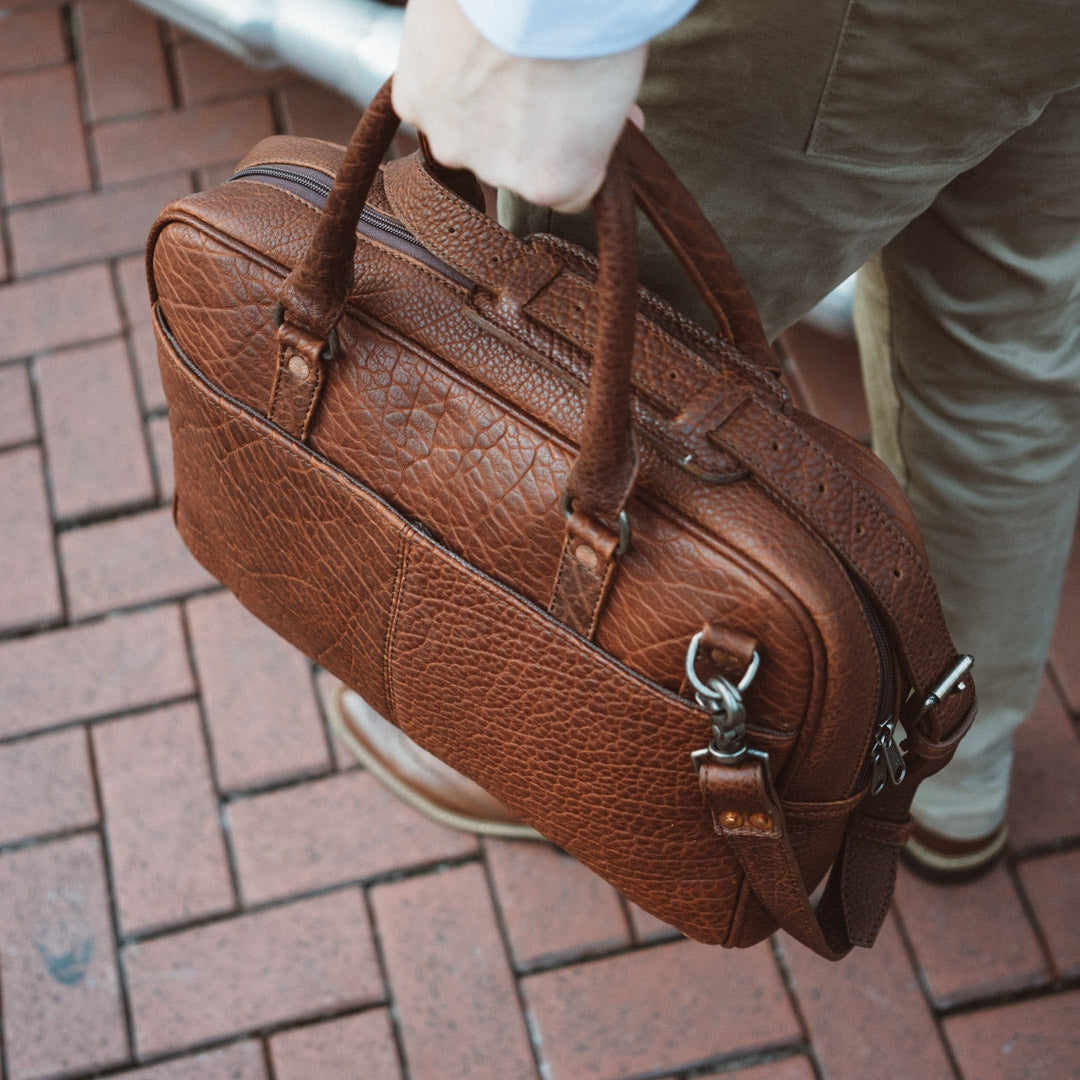 Franklin Covey Briefcase Laptop Bag Burgundy Genuine Leather