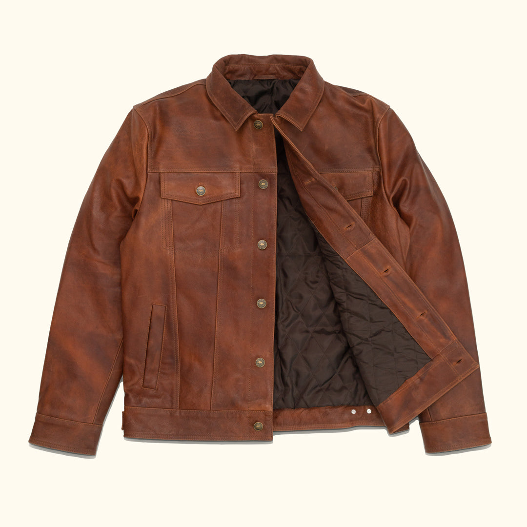 Buttoned leather jacket