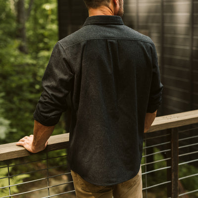 rugged mens Gunnison Wool Blend Solid Flannel Charcoal