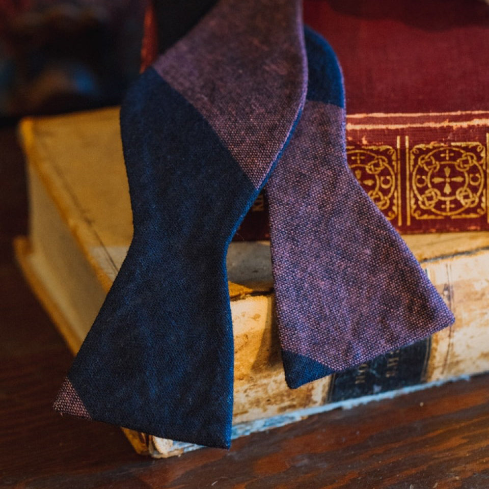 Heathered Stripe Cotton Bow Tie