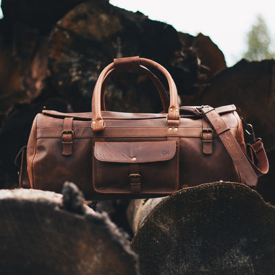 Classic Leather Travel Duffle Bag | Dark Oak