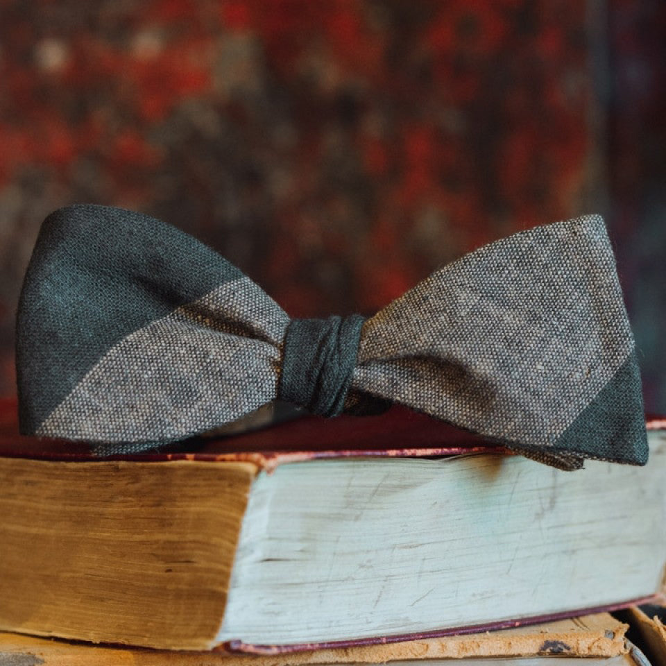 Heathered Stripe Cotton Bow Tie