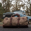Rugged Canvas Duffle Bag/Backpack | Field Khaki w/ Chestnut Brown Leather