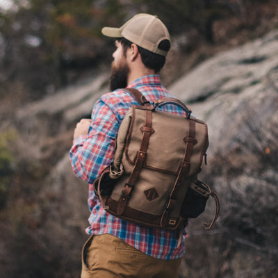 Rugged Canvas Hiking Backpack Khaki
