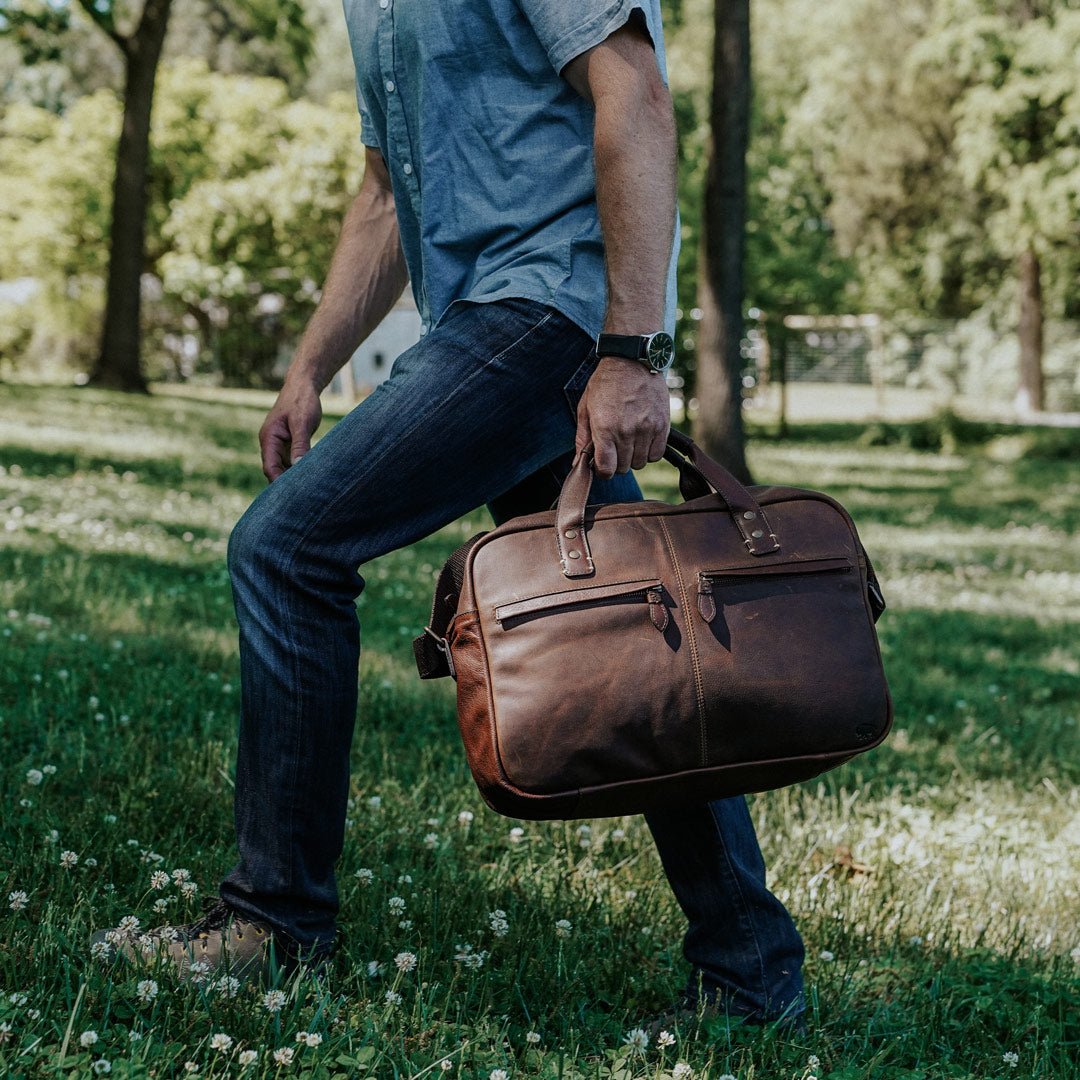Walker Leather Pilot Bag in Vintage Oak full-grain cow leather