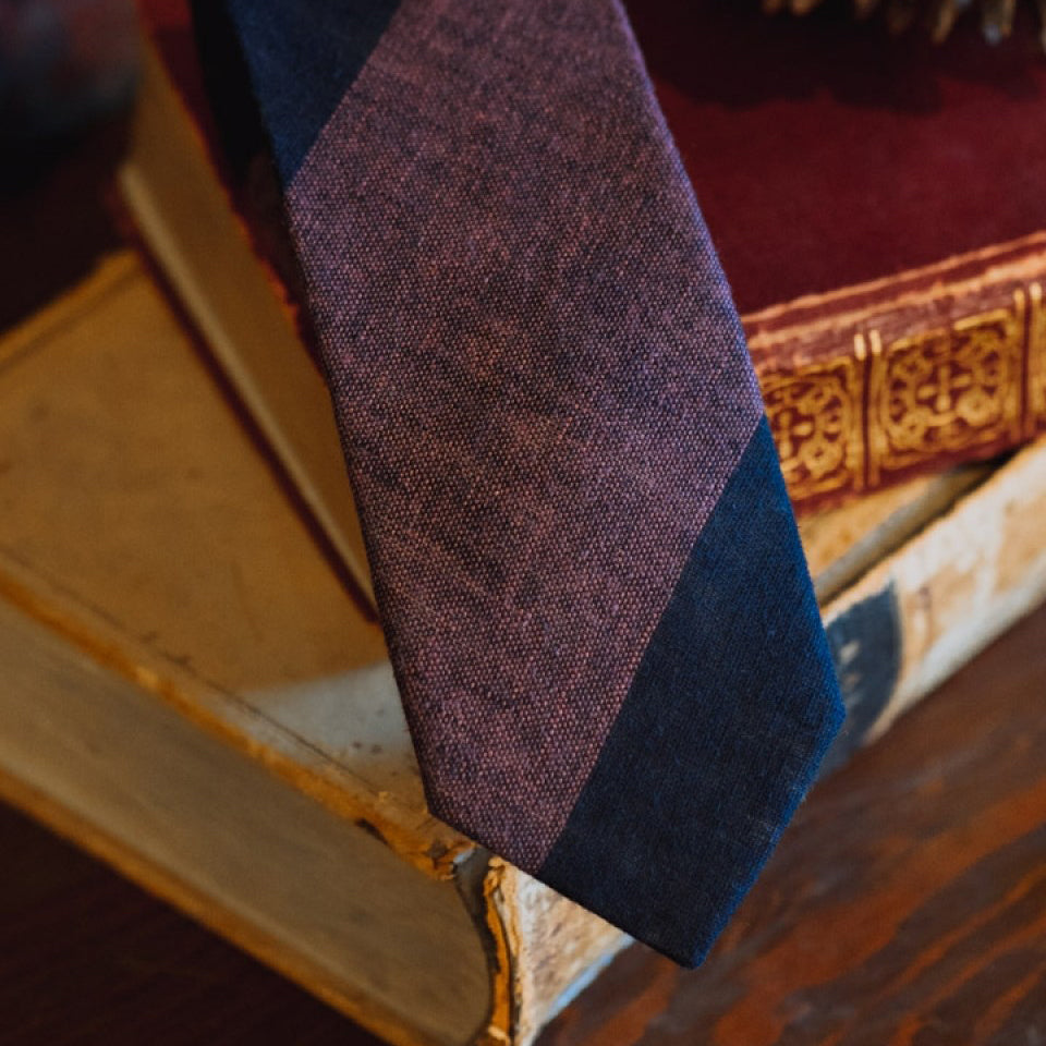 Heathered Stripe Cotton Necktie