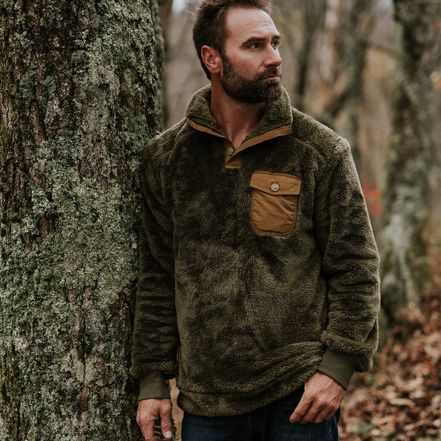 Best Mens Fleece Pullover Kodiak Birchwood green 