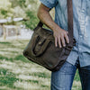 attache briefcase holding man with vintage Leather Briefcase Bag