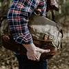 Men's Rugged Waxed Canvas Messenger Bag | Field Khaki w/ Chestnut Brown Leather hover