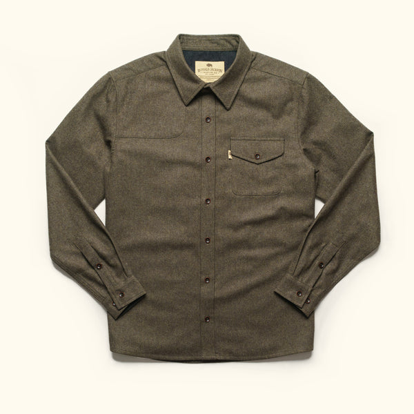 Gunnison Wool-Blend Solid Flannel Shirt | Heather Green