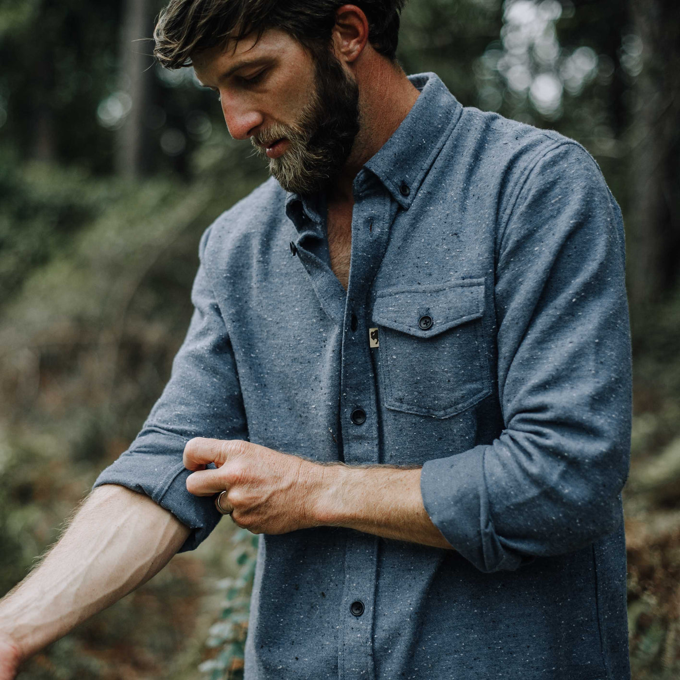 Murphy Fleck Flannel Cotton Shirt | Bridgewater Blue