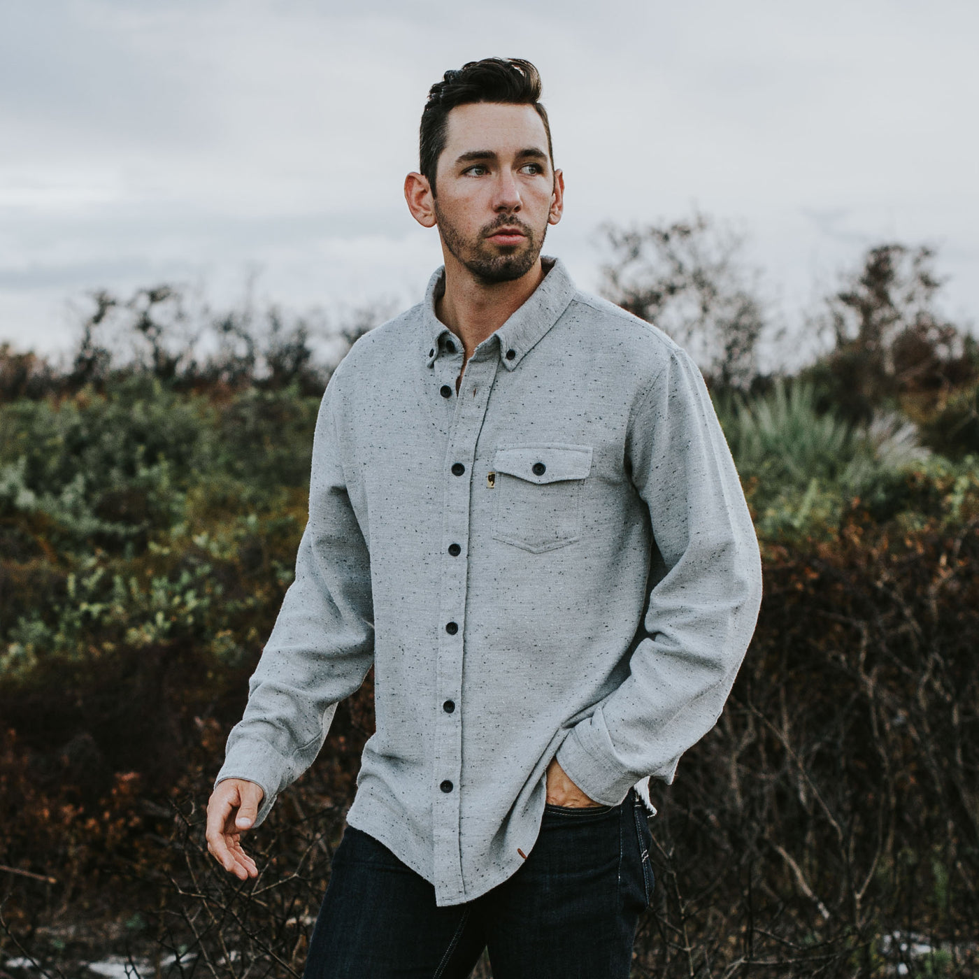 Murphy Fleck Flannel Cotton Shirt | Moonshine Gray