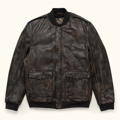 Classic Leather Bomber Jacket - black hover