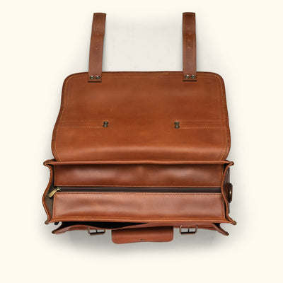 Vintage leather briefcase bag Roosevelt Amber brown