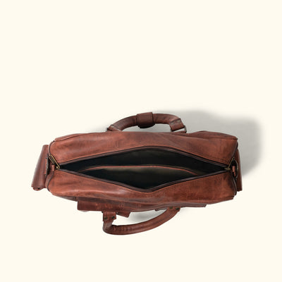 Travel Leather Pilot Bag - Large | Dark Oak interior