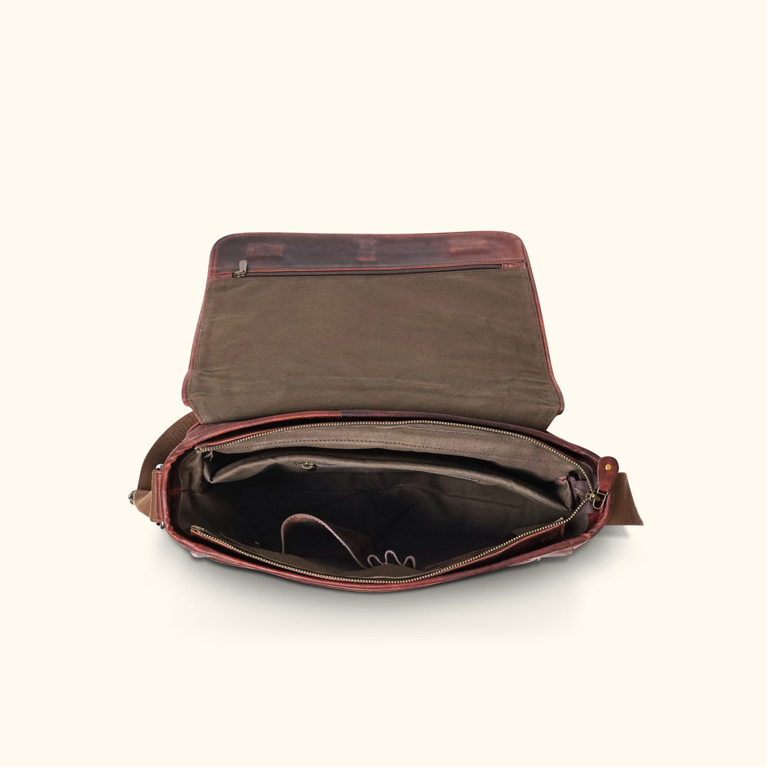 Buffalo Jackson Trading Co. Roosevelt Leather Laptop Messenger Bag | Dark Oak