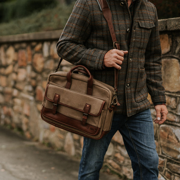 Waxed Canvas Briefcase (Dakota Collection) | Buffalo Jackson