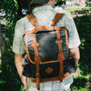 Vintage Waxed Canvas Commuter Backpack | Navy Charcoal w/ Saddle Tan Leather hover