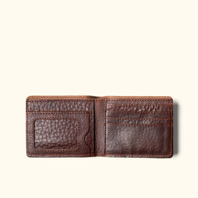 Men's Bison Full Grain leather bifold wallet