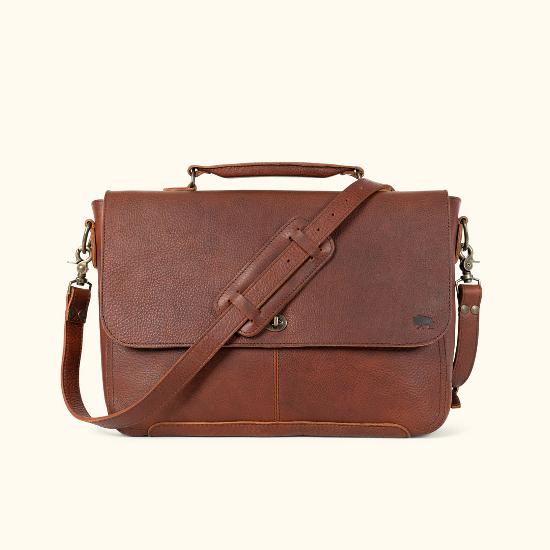 Ryder Reserve Bison Leather Messenger Bag - Brown