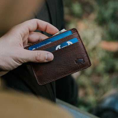 The Credit Card Wallet Dark Mahogany Bison