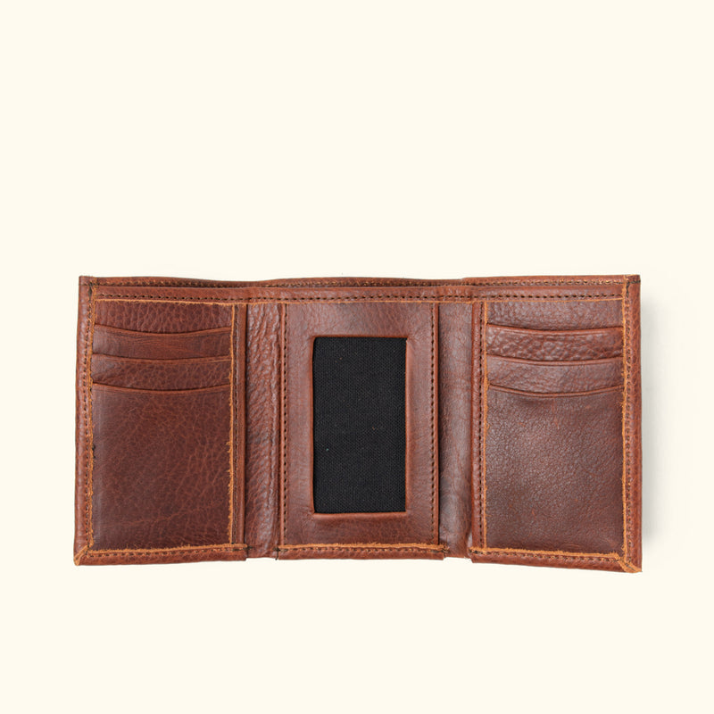 Ryder Reserve Bison Leather Trifold Wallet | Brown