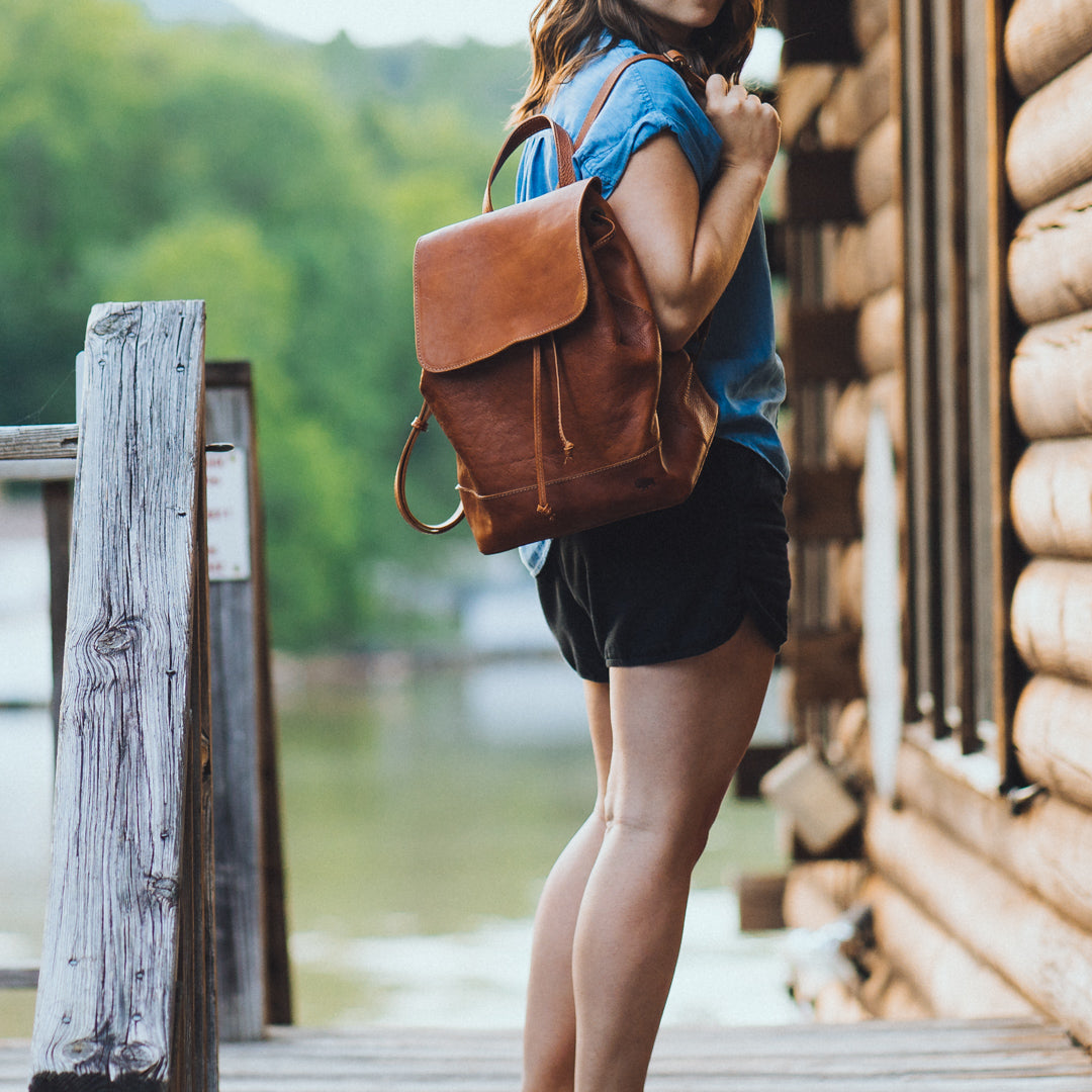 Brown leather rucksack womens Clearance