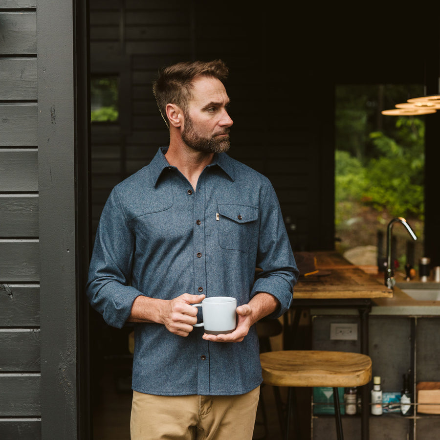 Gunnison Wool Blend Solid Flannel blue