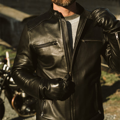 Buffalo Jackson Men's Leather Moto Jacket - Black