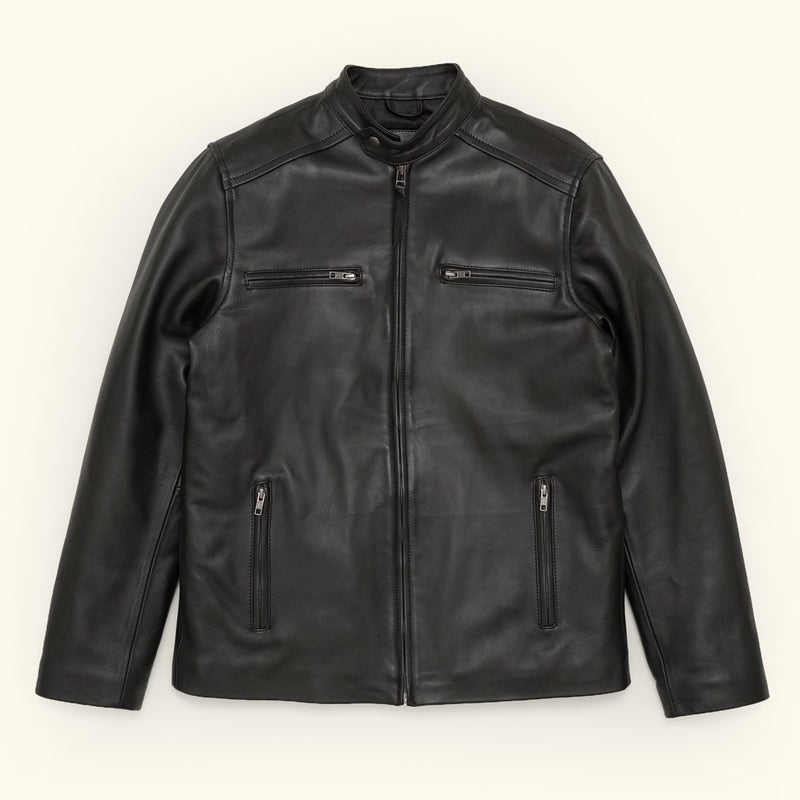 Leather Motorcycle Jacket (Black) | Buffalo Jackson