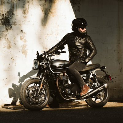 Triumph Leather Jacket - Black Leather Moto Jacket - Black
