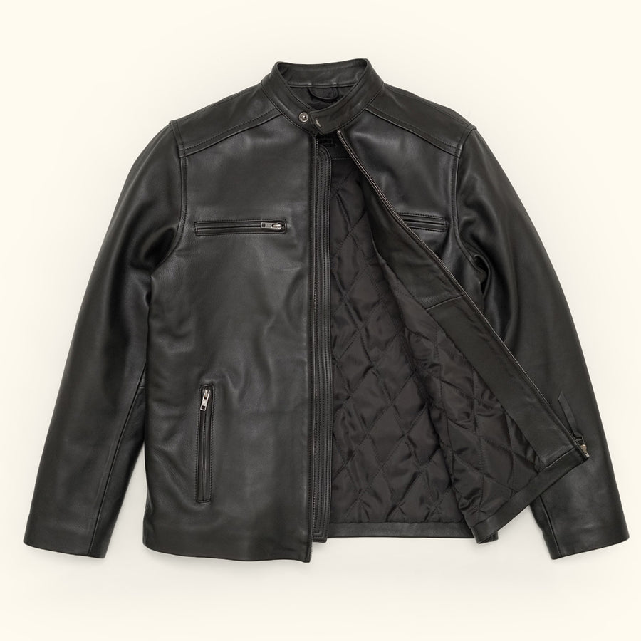 LaBombaVintage 1950s Mens Black Leather Jacket