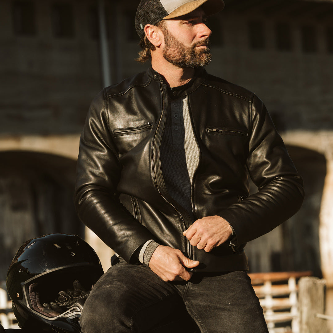 Leather Motorcycle Jacket (Black) | Buffalo Jackson