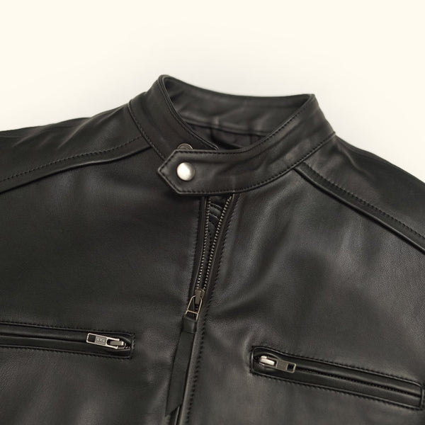 Leather Motorcycle Jacket (Black) | Buffalo Jackson