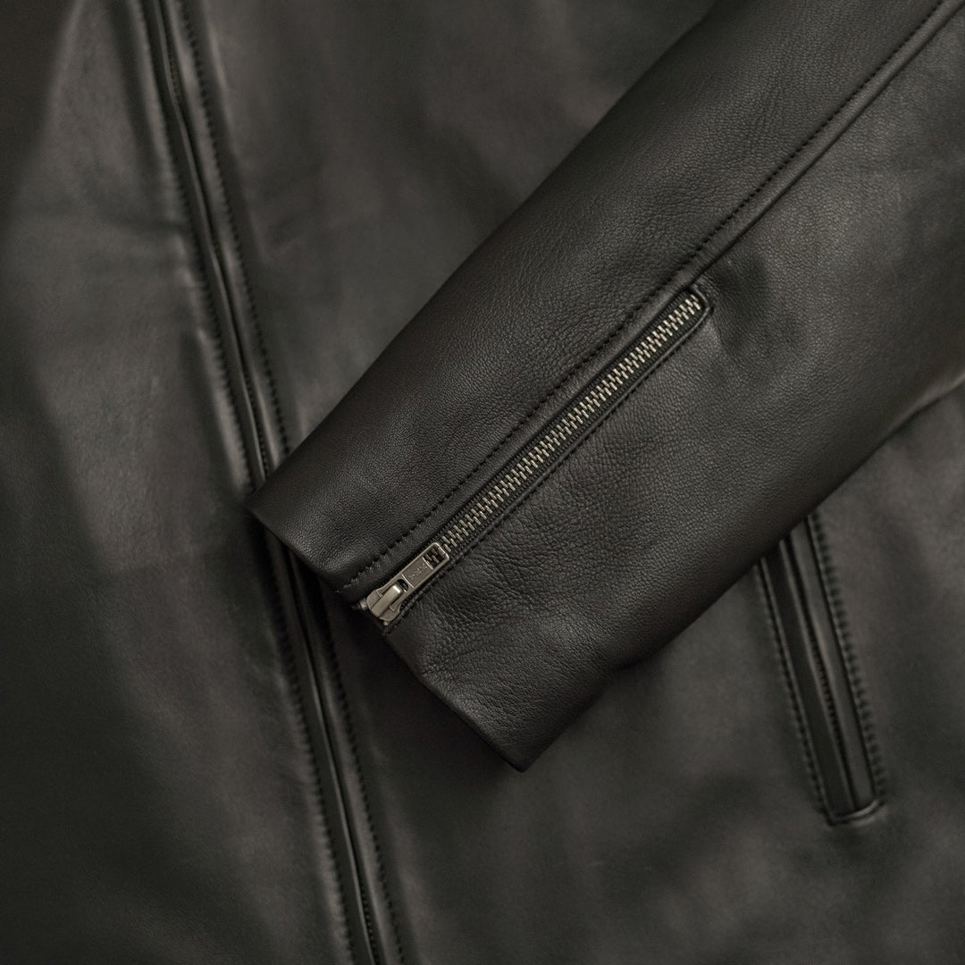 Thompson Leather Moto Jacket | Black - 2XL