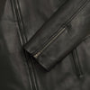Leather Detail - of matte black Thompson Leather Moto Jacket | Black