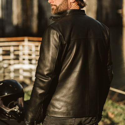 Mens Real Black Leather Biker Jacket