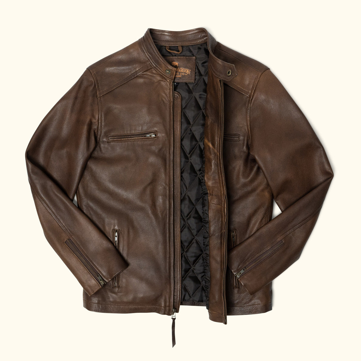 Thompson Leather Moto Jacket | Brown - XL
