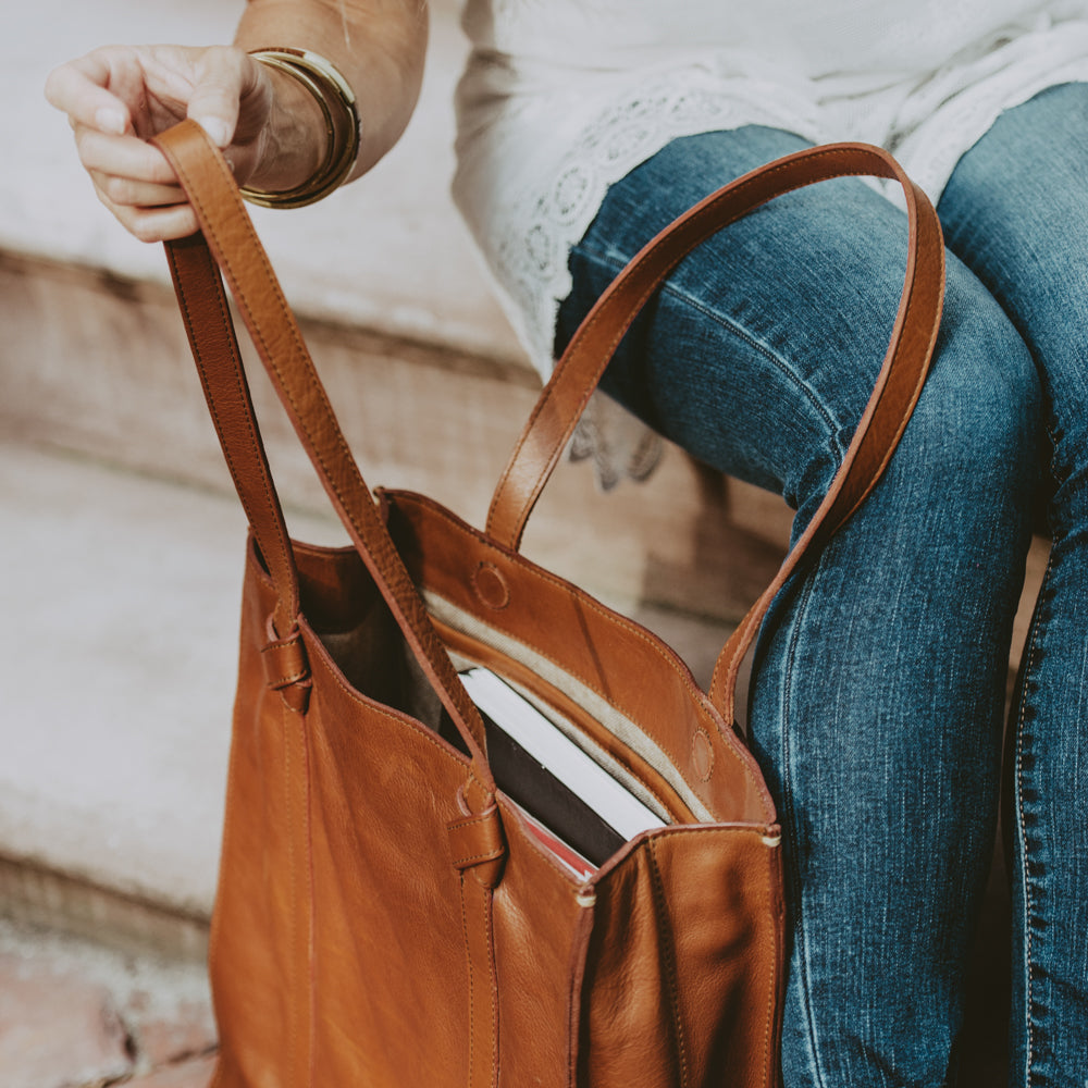 Brown Leather Tote Bag Chelsea Collection Buffalo Jackson
