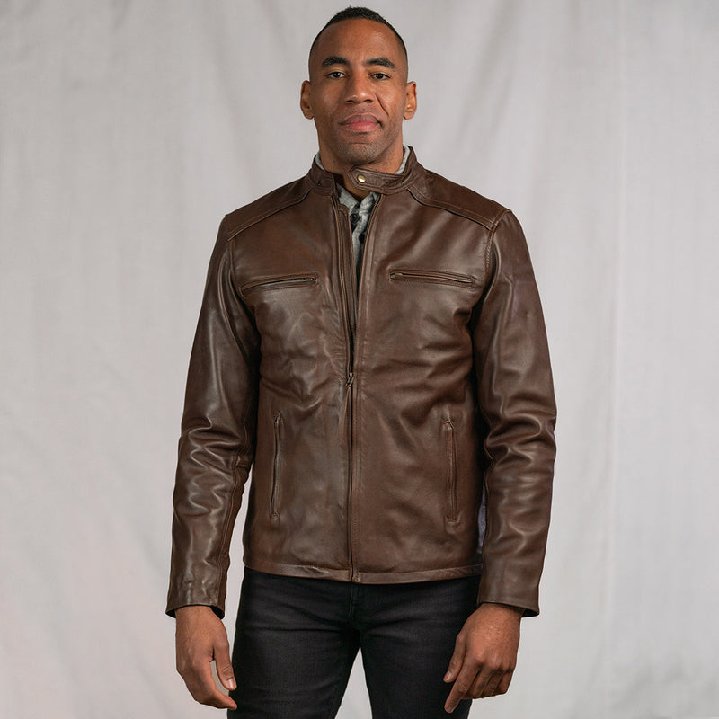 Brown Leather Jacket: Made From 100% Lambskin Leather | Buffalo Jackson