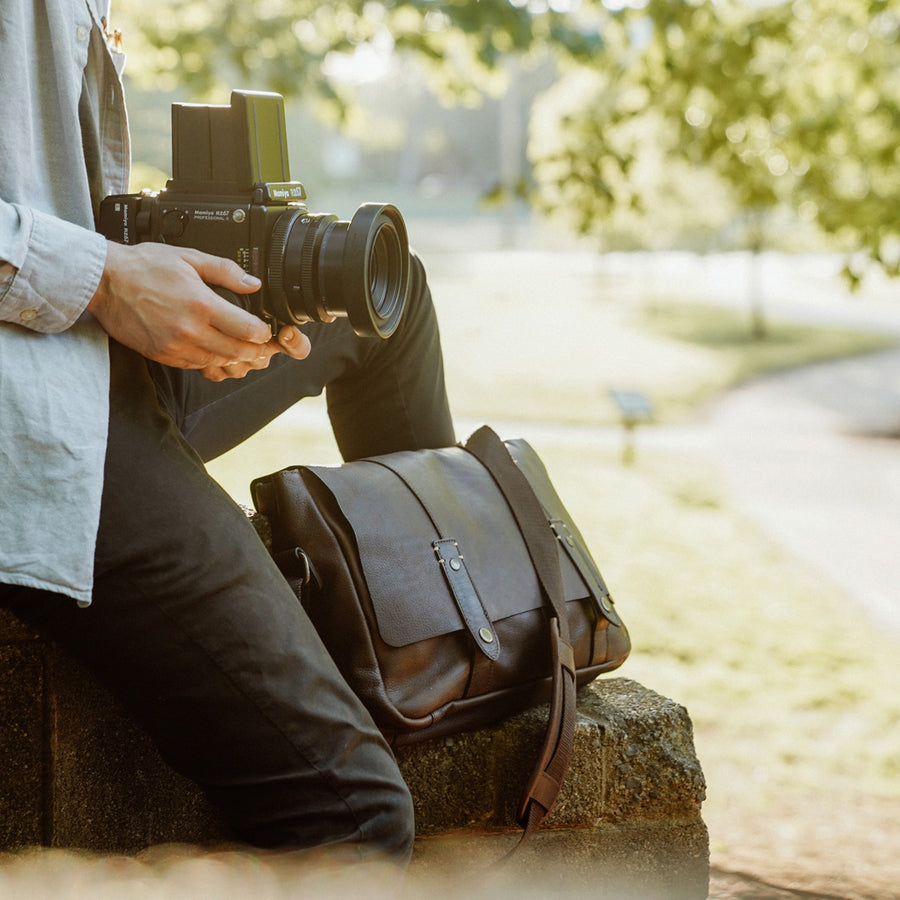 Simple Leather Messenger Bag | Vintage Oak turned